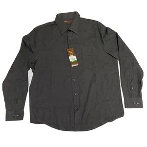 New mens shirt size large Perry Ellis 100% cotton classic fit button up pocket